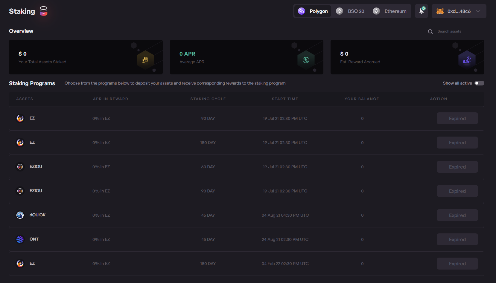 Giao diện tính năng Staking