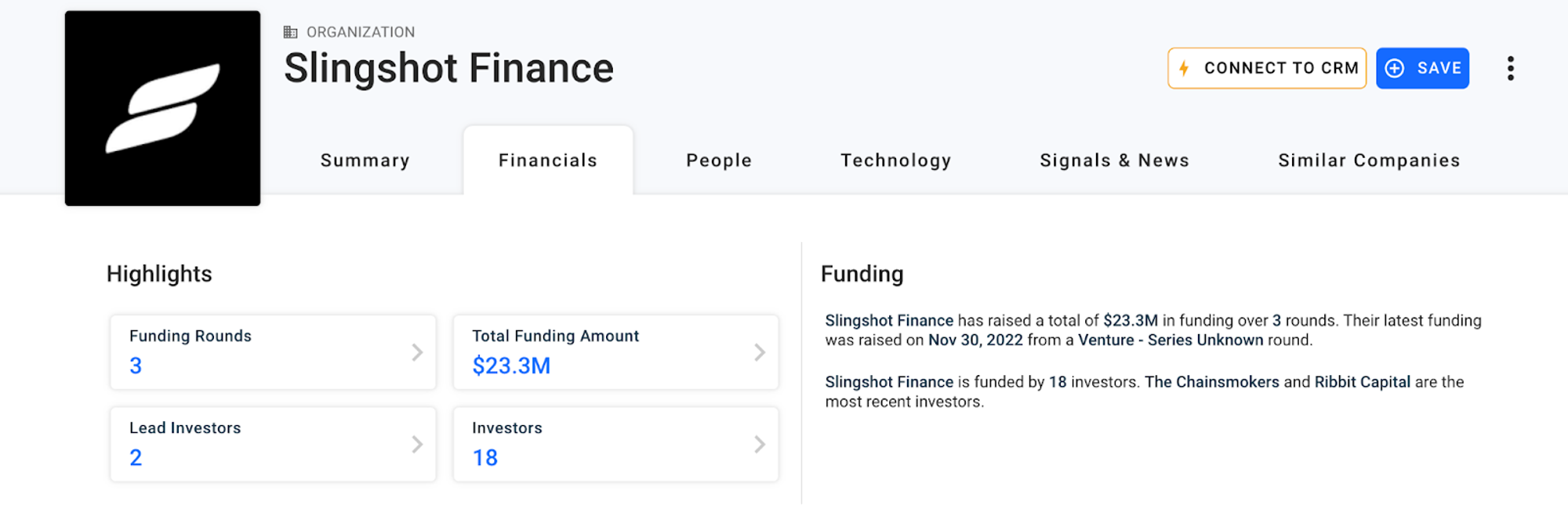 Số vốn mà dự án Slingshot Finance đã huy động được