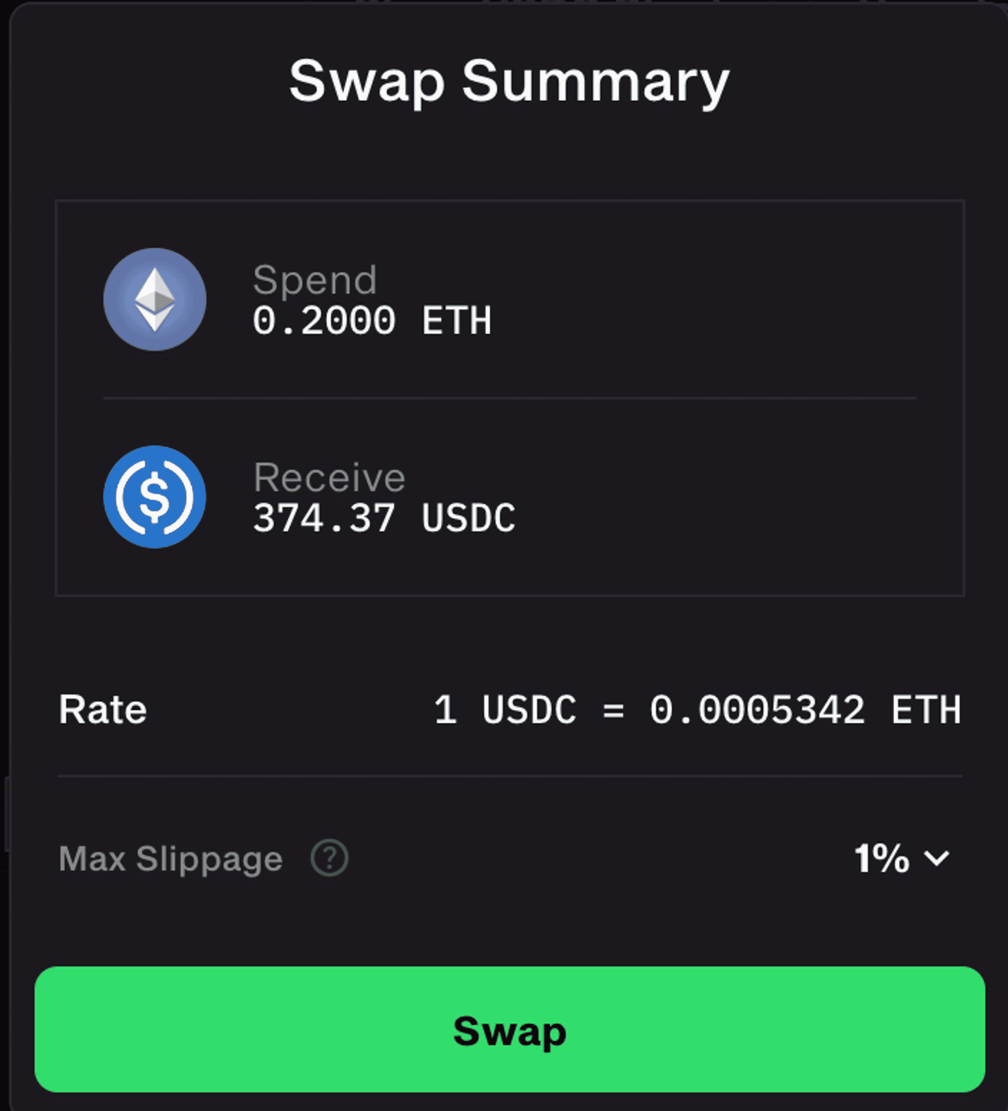 Các bước swap trên Slingshot