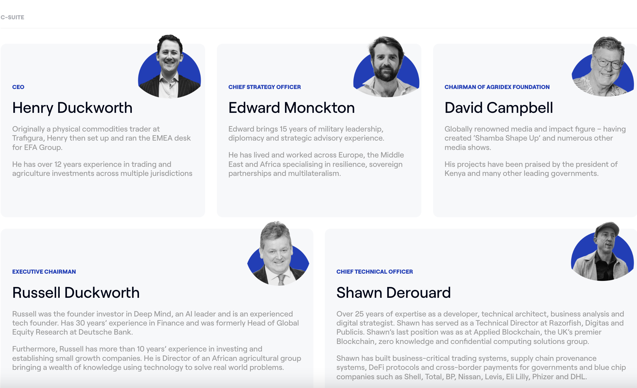 Đội ngũ l&atilde;nh đạo C-level của AgriDex