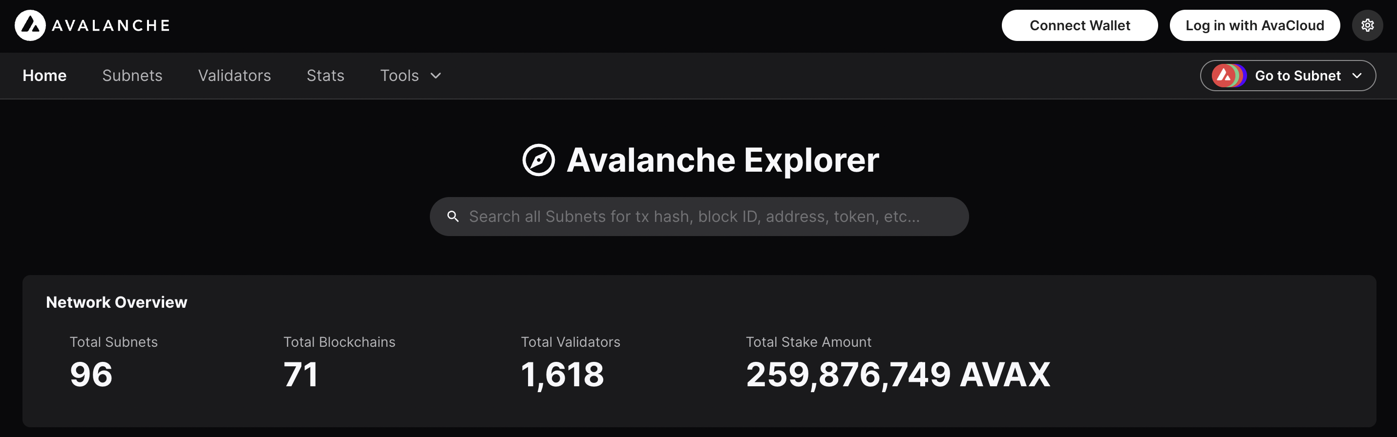 Thống k&ecirc; Avalanche