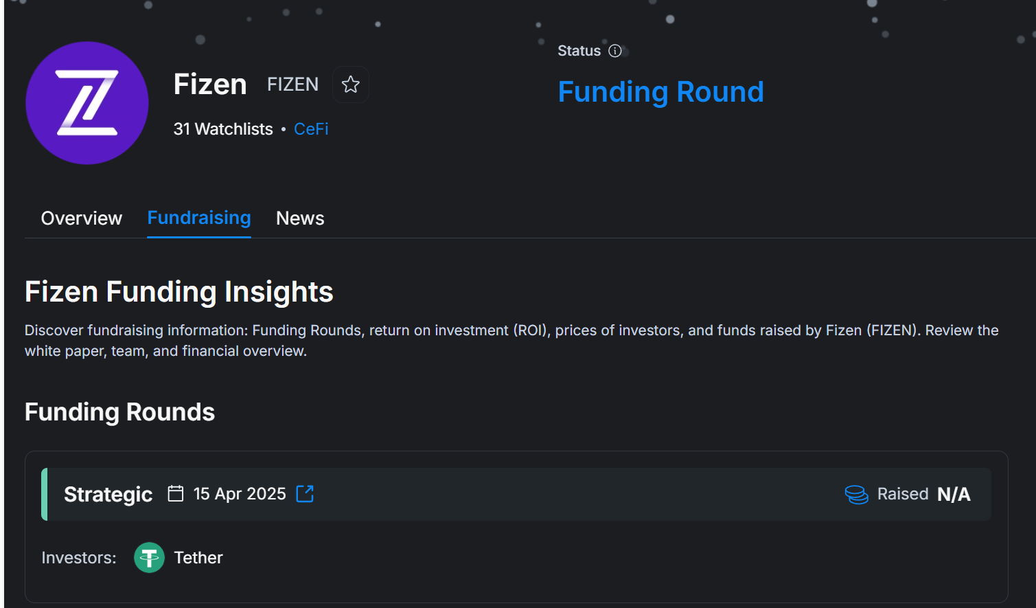 Fizen nhận được khoản đầu tư chiến lược từ Tether (USDT)