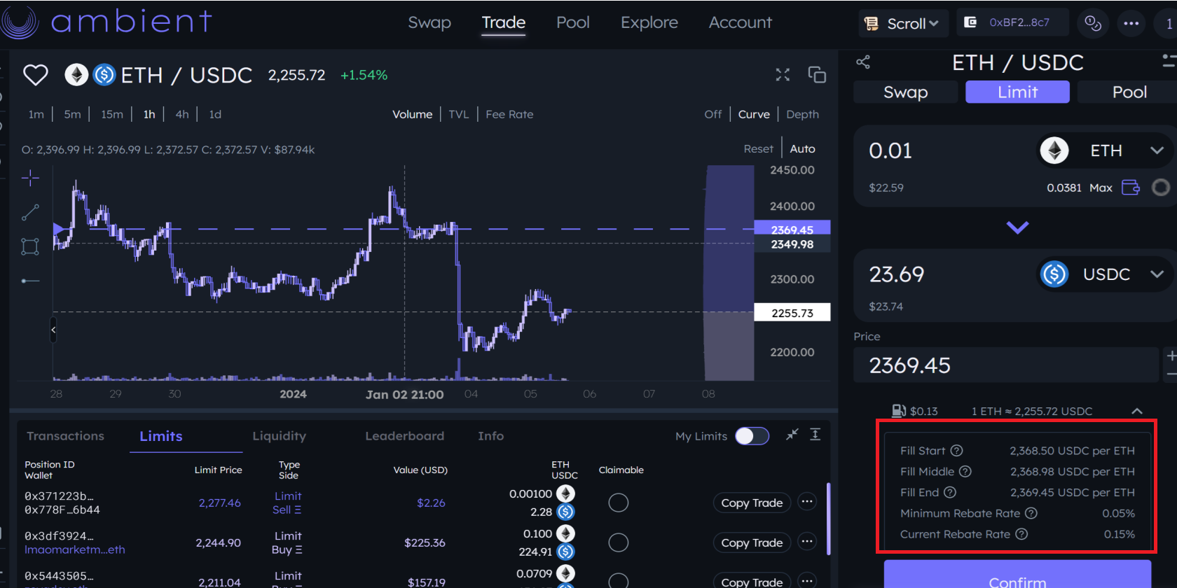 Giao dịch với lệnh Limit tr&ecirc;n Ambient Finance
