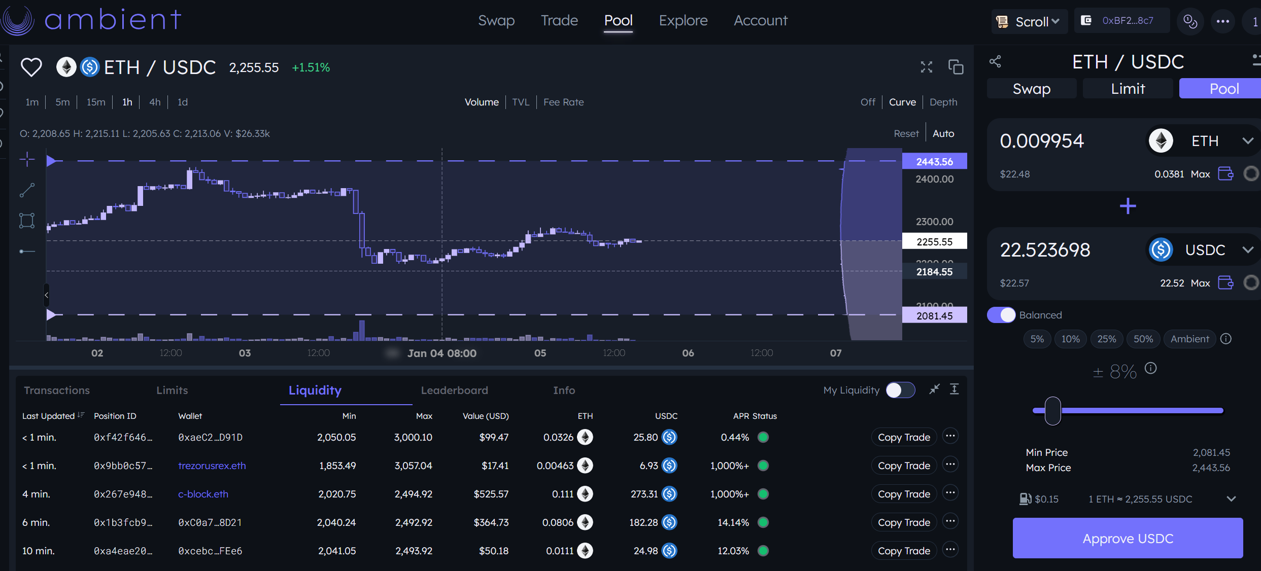 T&iacute;nh năng Pool tr&ecirc;n Ambient Finance