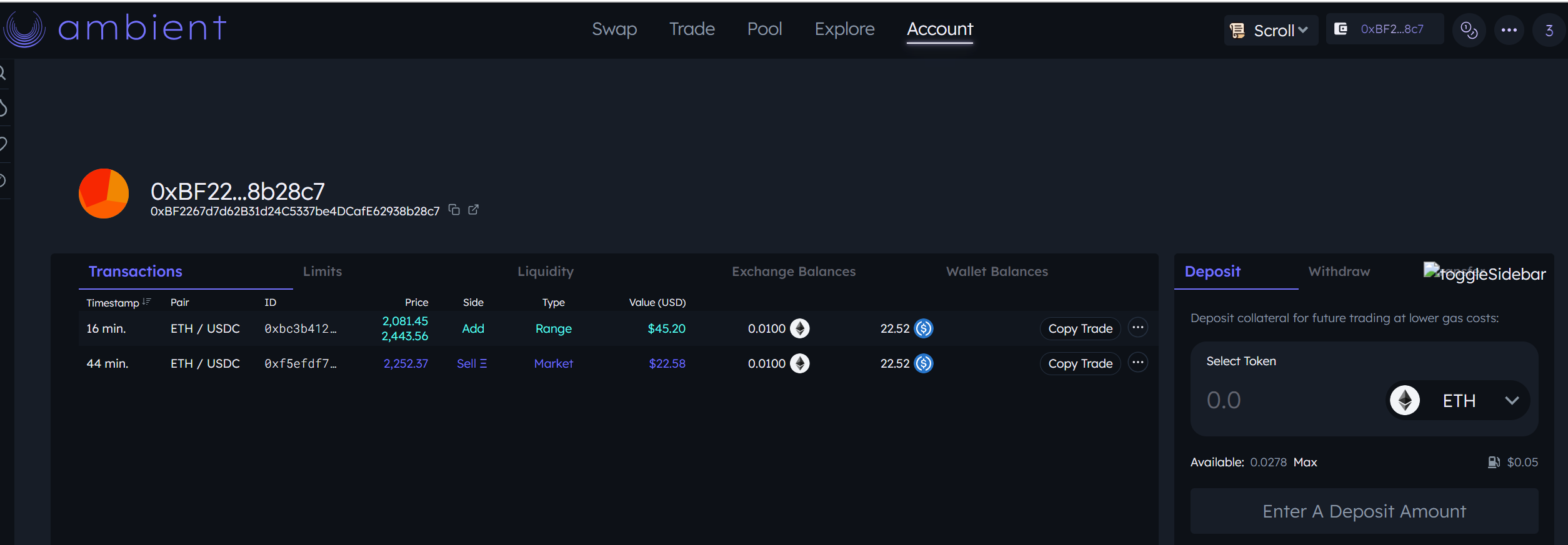 T&iacute;nh năng Account tr&ecirc;n Ambient Finance