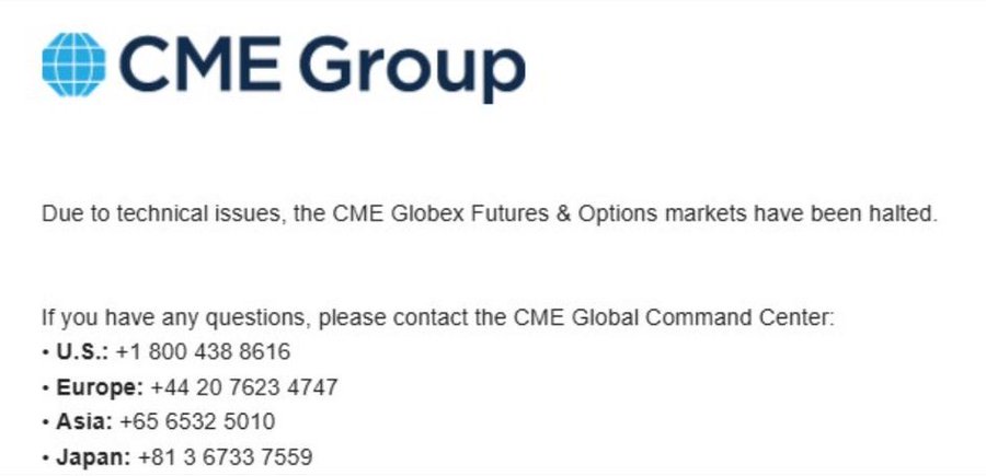 CME Group – sàn giao dịch phái sinh lớn nhất thế giới bất ngờ gặp sự cố ngừng hoạt động