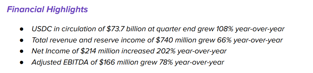 Báo cáo tài chính của Circle trong Q3/2025. Nguồn: Circle