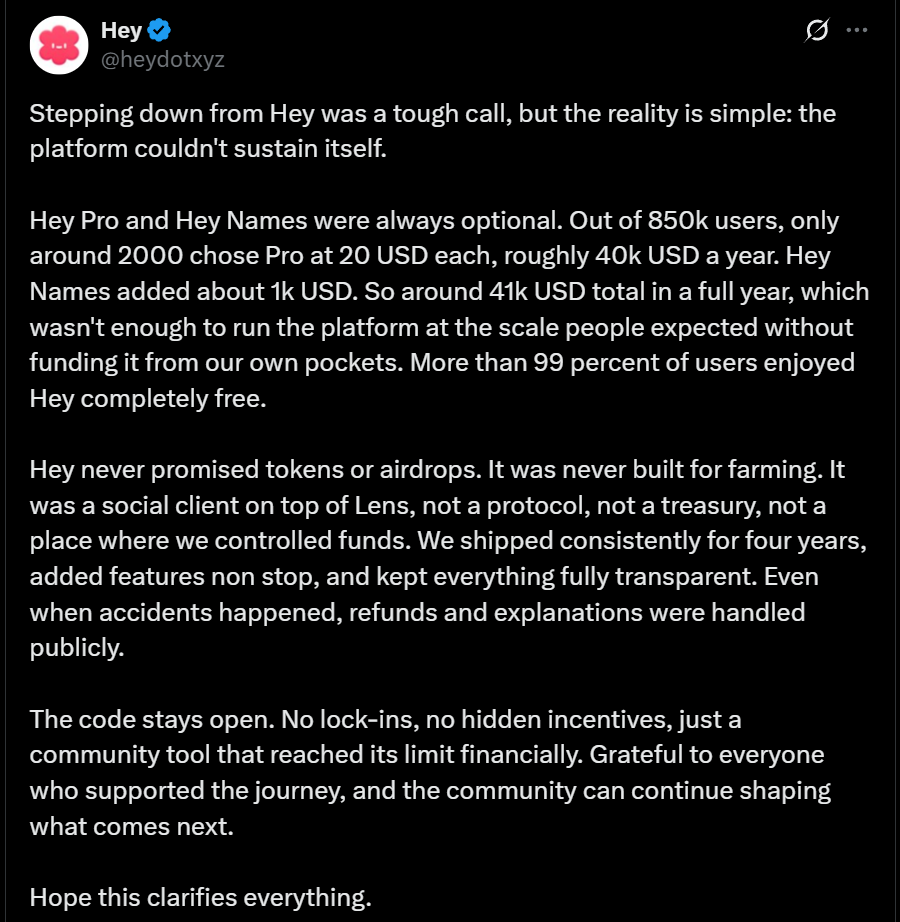 Ứng dụng mạng xã hội phi tập trung Hey (trước đây là Lenster) chính thức dừng hoạt động sau bốn năm