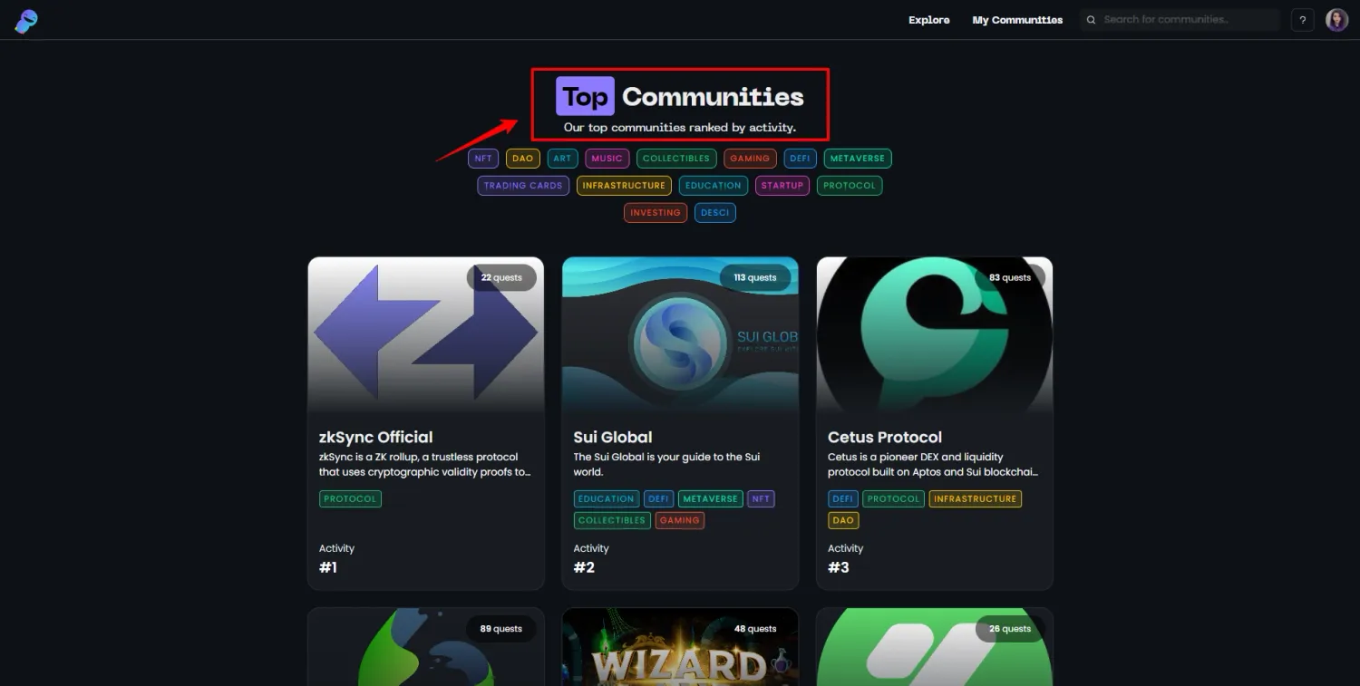Top Communities trên Zealy